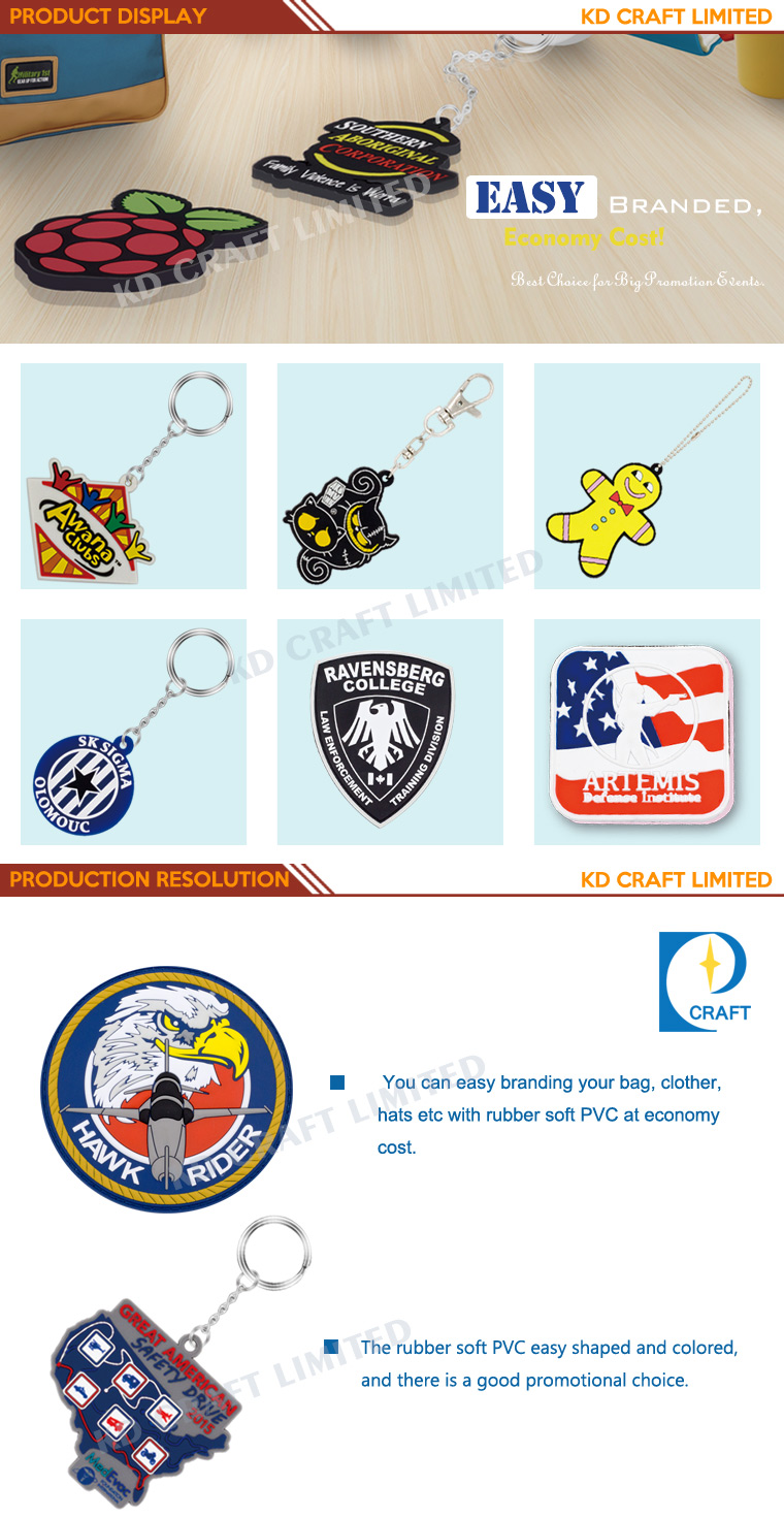 China Cheap Custom Branded Promotional Soft PVC Key Chain or Ring in High Quality