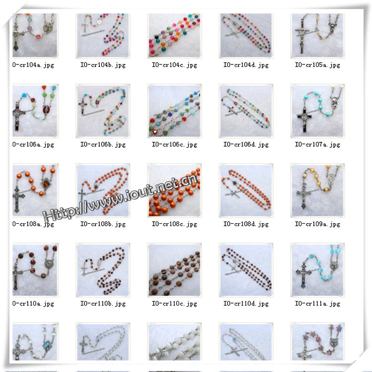 Classic Catholic Wooden Beads Finger Rosaries with Cross (IO-CE023)