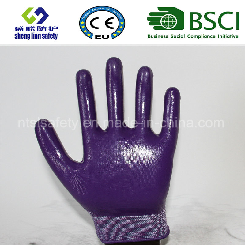 13G Polyester Shell with Nitrile Coated Work Gloves (SL-N108)