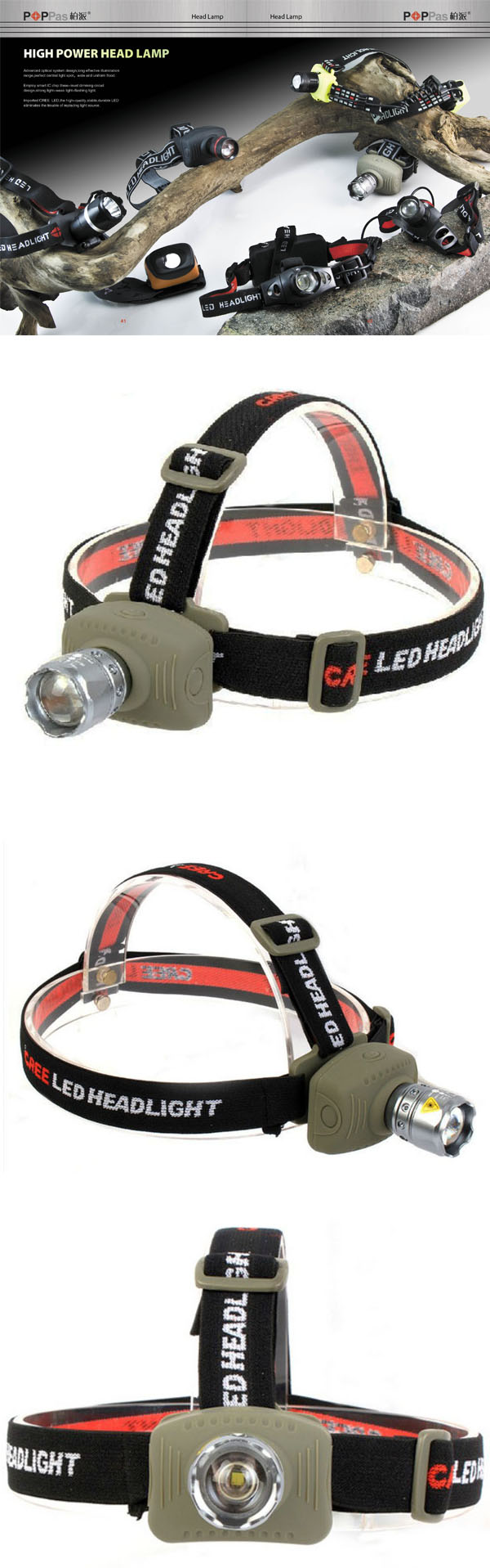 Telescopic CREE Xr-E Q5 LED High Power Headlamp (POPPAS-T27)