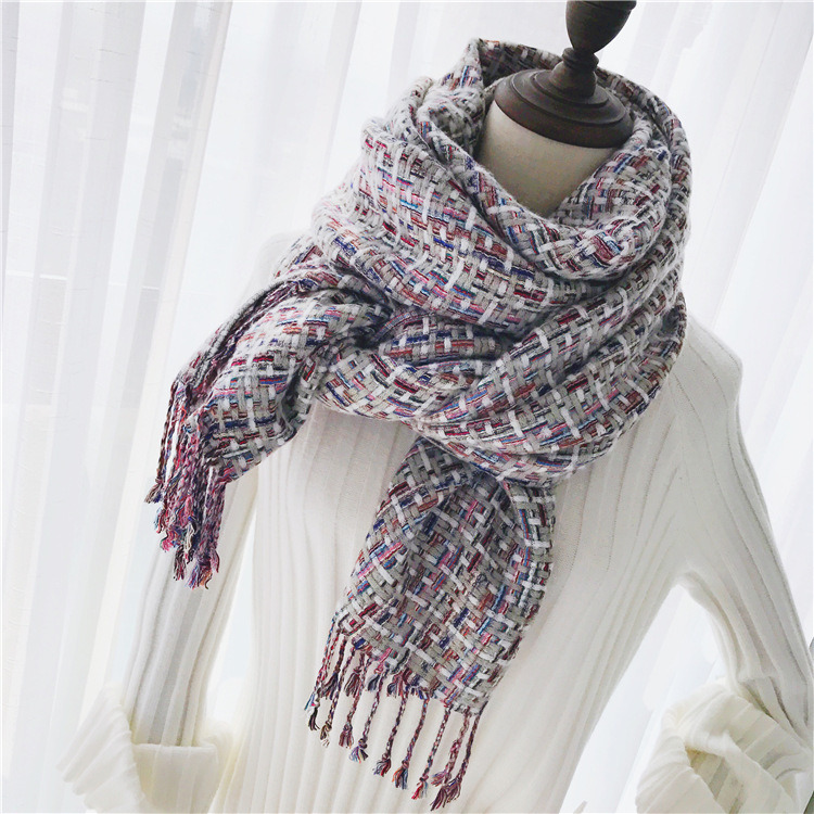Women's Cashmere Like Classic Checked Knitted Winter Printing Shawl Scarf (SP306)