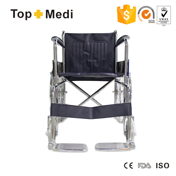 Topmedi Standard Manual Steel Wheelchair for Disabled