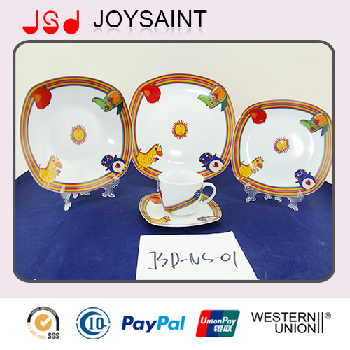 Hot Selling Square Porcelain Decal Dinner Sets