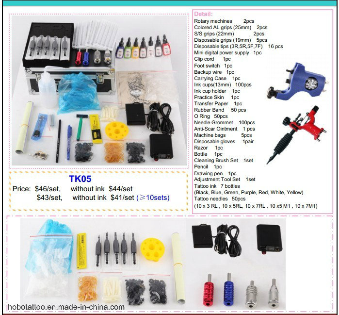 Cheap Overall Tattoo Kits with Two Machines Power Supply 26 Piece a Set