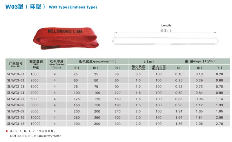 8tx10m Polyester Webbing Sling Safety Factor 7: 1