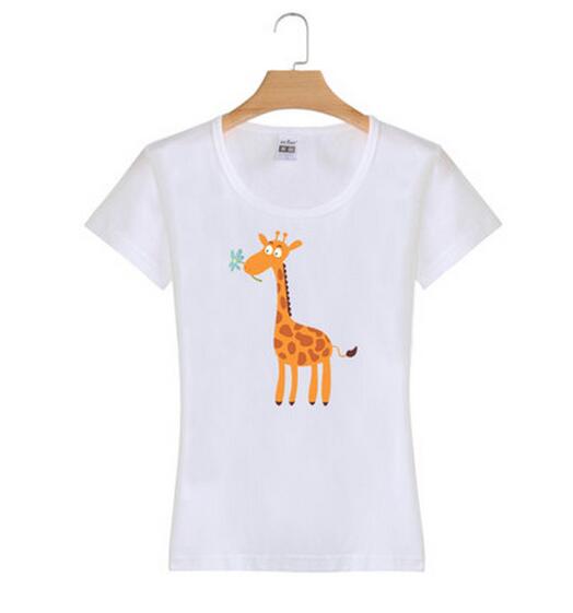 Giraffe Printing Fashion Custom Cotton Wholesale Girl Tee T Shirt