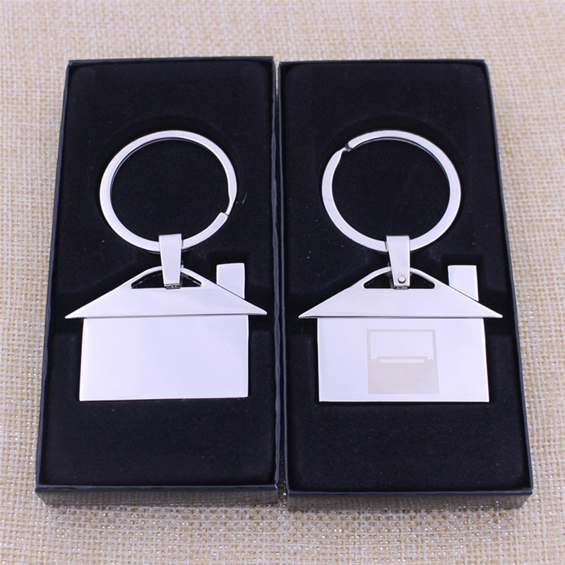 Hot Sale Custom Metal House Keychain with Black Gift Box