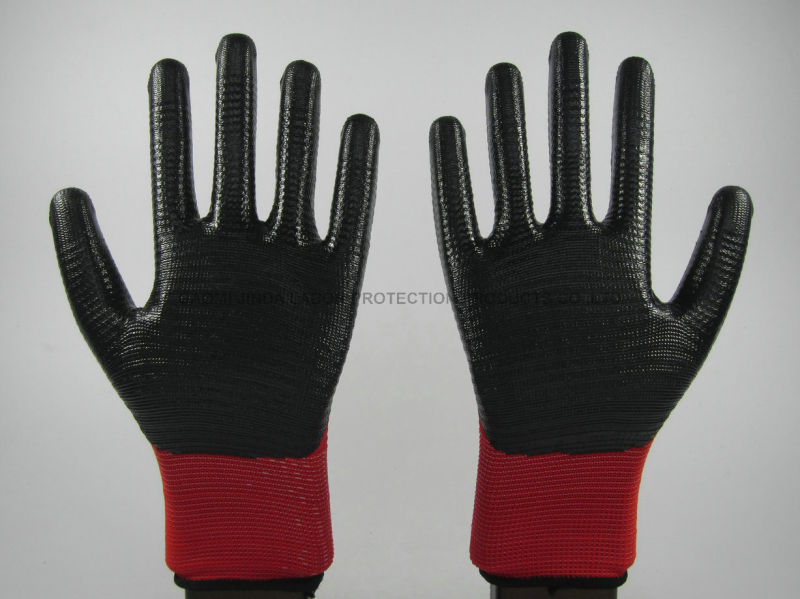 Nitrile Coated Zebra-Stripe Construction Working Safety Gloves (U204)