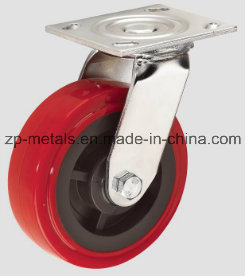 4inch Heavy-Duty Red PU Swivel Caster Wheel