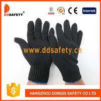 7gauge 4 Yarns Black Cotton Polyester Gloves Dck904