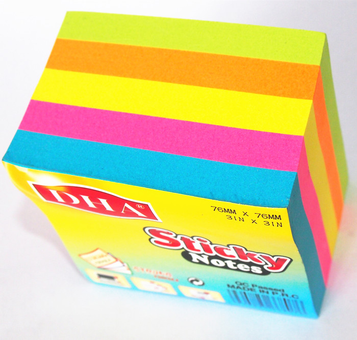 High Quality 500sheets Neon Paper Cube Sticky Notes for Home and Office Dh-900