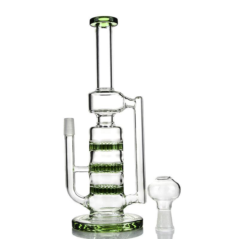 3 Layer Honeycomb Perc Hookah Glass Smoking Water Pipes (ES-GB-411)