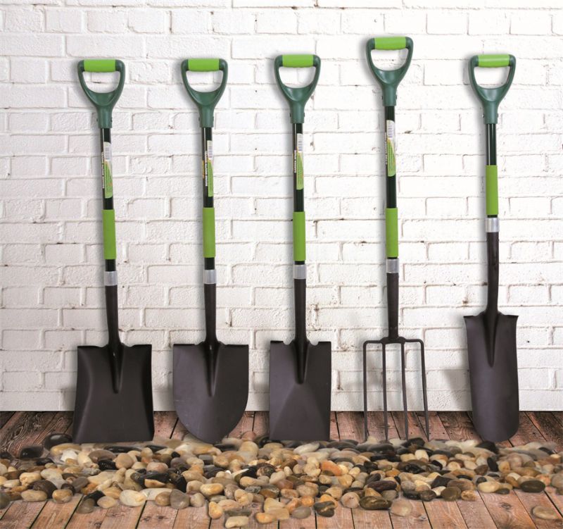 Garden Tools Forged Steel Sharp Spade Round Point Shovel with Fibreglass Handle