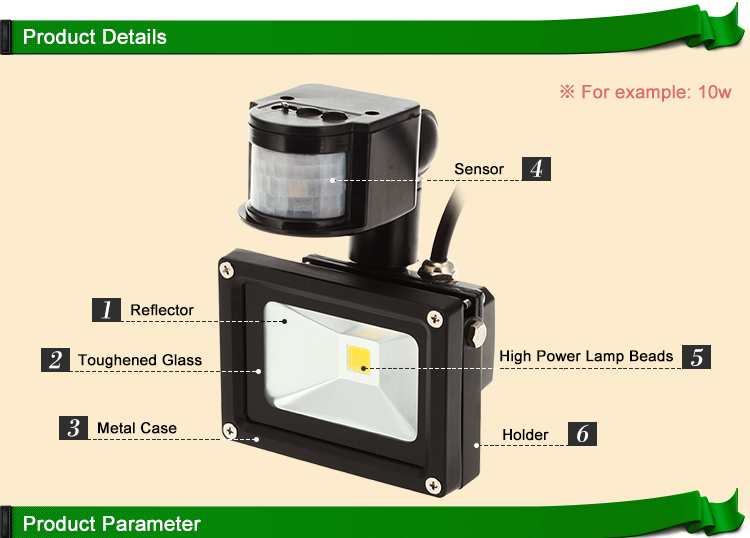 High Lumens Solar Sensor LED Flood Light 10W