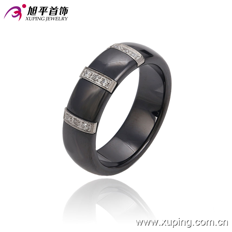 Fashion Women Elegant Round Stainless Steel Jewelry Ceramic Finger Ring -13744