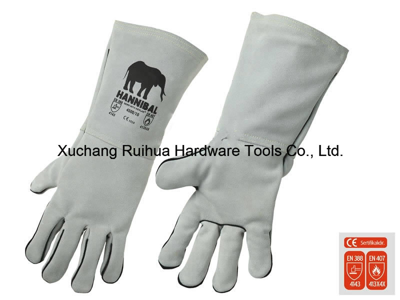 14''welding Gloves with Kevlar Stitching, Cow Leather Welding Gloves Supplier, Welding Gloves Manufacturer, Leather Working Gloves for Welder Use