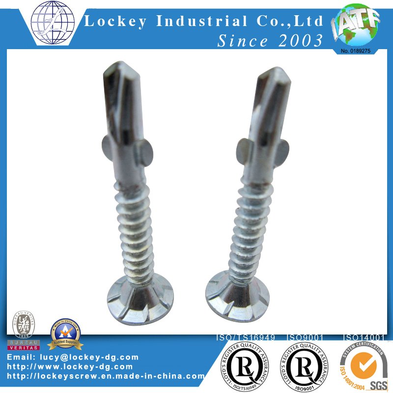 Flat Head Self Drilling Screw with Wing Steel Zinc