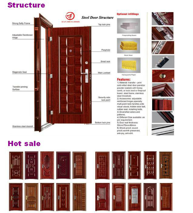 New Model Wooden Color Economical Iron Door