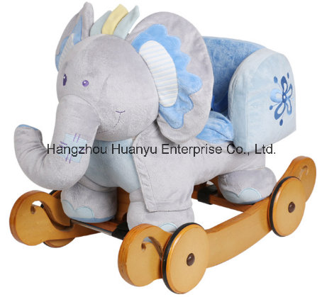 Washable Rocking Animal-Blue Elephant with Safeguard