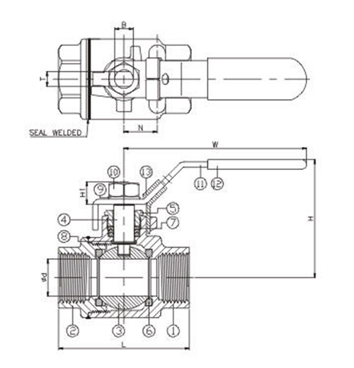 2 PC Threaded End 1000wog Ball Valve with Mounting Pad