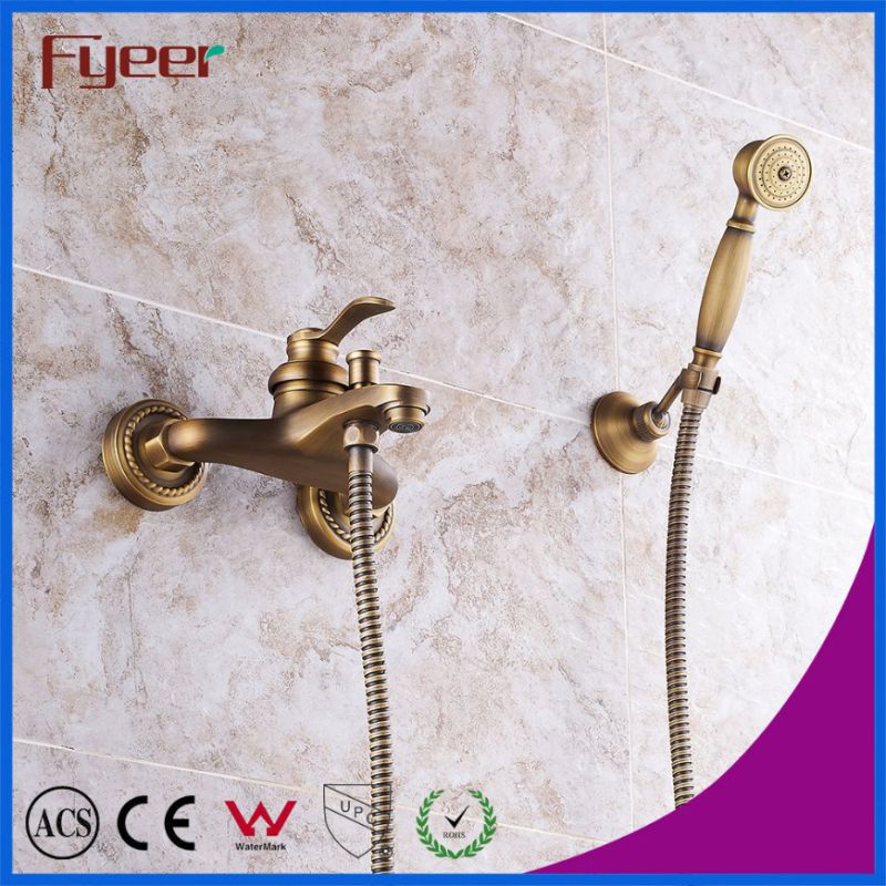 Fyeer Solid Copper Wall Mounted Antique Bath Shower Faucet