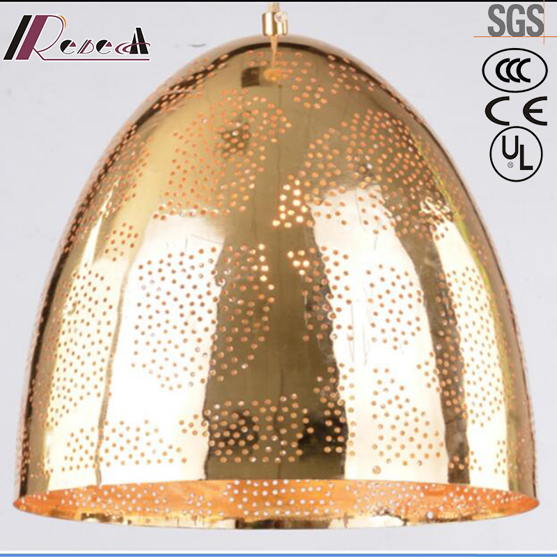 Simple Golden Hollow Round Pendant Light with Dining Room