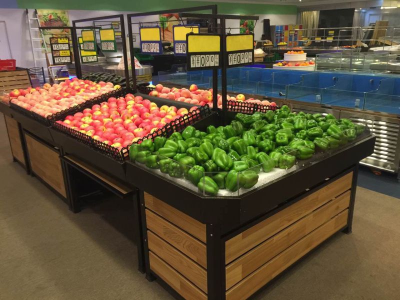 Wood Supermarket Fruit Shelf for Display