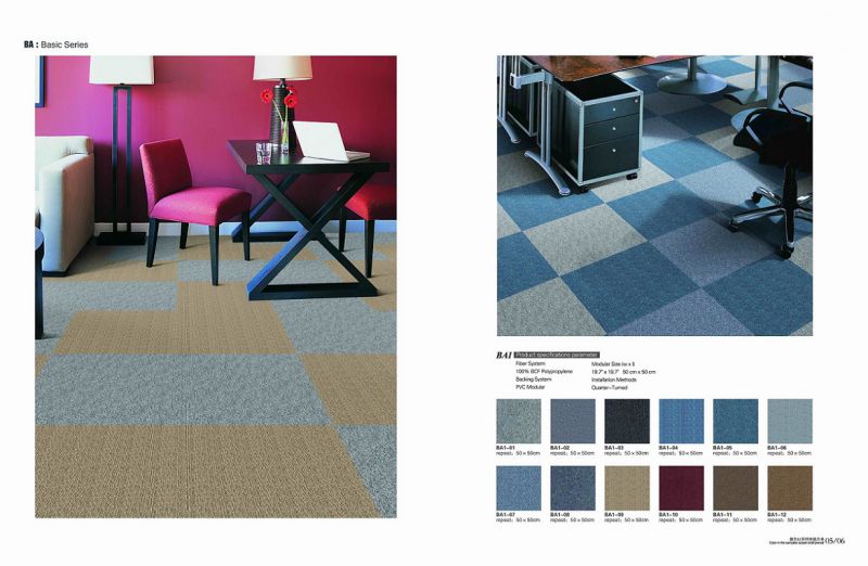 PP Material Office Carpet Tile with Eco-Bitumen Backing