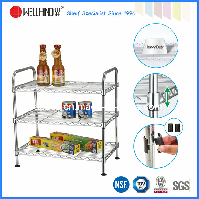 Multi-Functional Chrome Metal Wire Kitchen Shelf Rack with NSF Approval