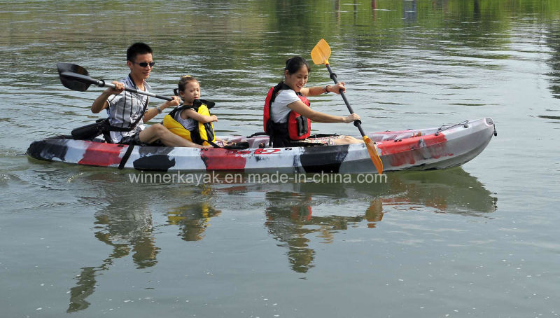 2+1 Seats Family Fishing Ocean Kayak with Paddles