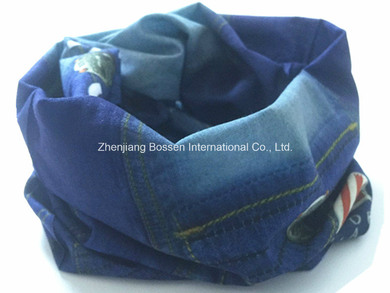 Custom Made Design Denim Style Printed Polyester Promotional Seamless Magic Sports Buff Bandana