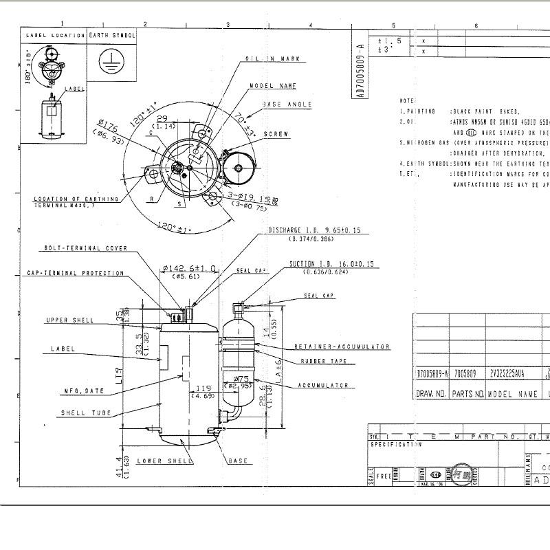 Panasonic Brand A/C Rotary Compressor (R22 /220-240V/50Hz)