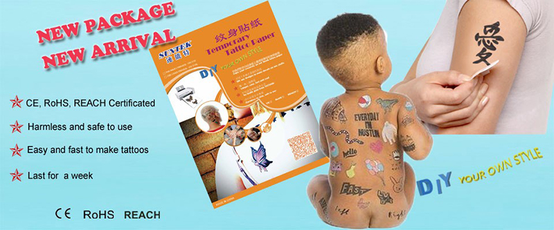 Water Transfer Tattoo Sticker with Temporary Feature for Inkjet and Laser