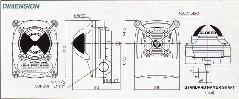 Wenzhou manufacture Apl-210n Limit Switch Box with Bracket