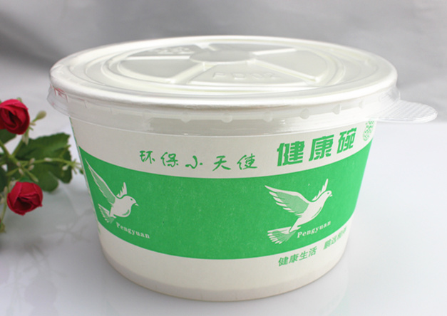 Disposable Paper Bowl with Lid for Take Away, Disposable Hot Soup Paper Bowl