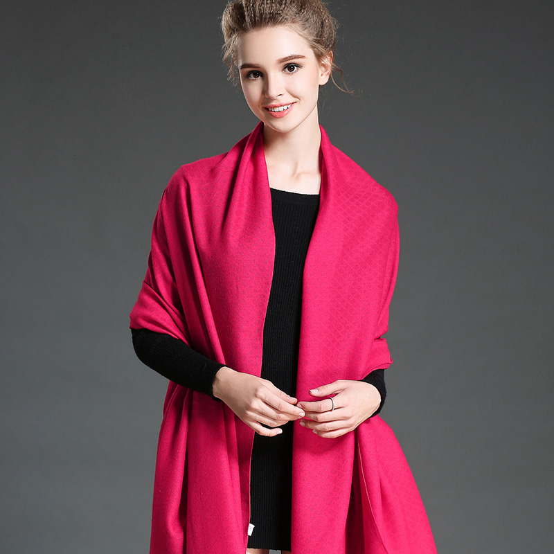 Women in Winter to Keep Warm Plain Mei Red   Polyester Scarf Shawl