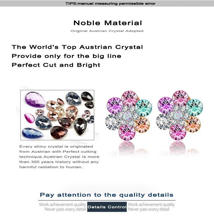 Latest Colorful Austrian Crystal Flower Stud Earring Fashion (ER0017-C)