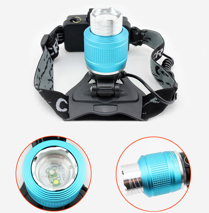 1, 000lm CREE Xm-L T6 LED Rechargeable Head Lamp