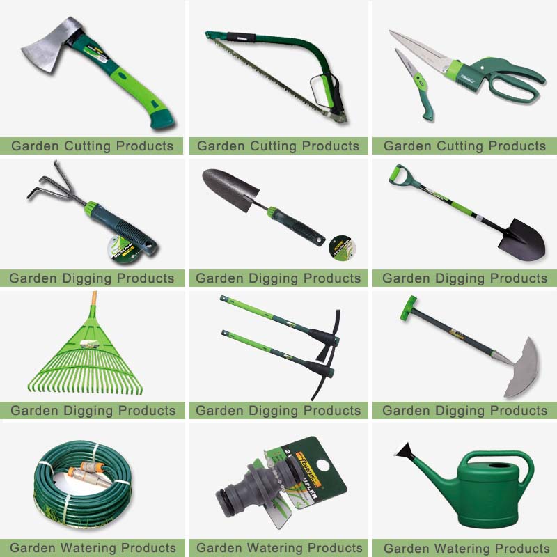 High Quality Garden Tools Carbon Steel Leaf Rake with Fibreglass Handle