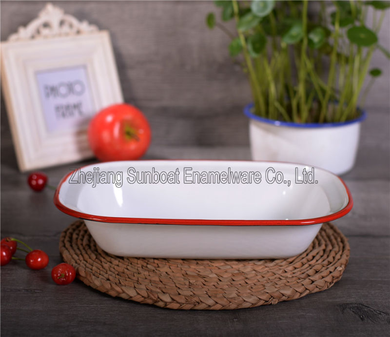 Sunboat Kitchenware/ Kitchen Appliance Rectangular Pie Dish Enamel Dinnerware Plate (Set)