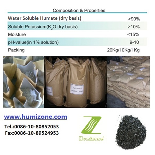 Humizone 90% Crystal Potassium Humate Humic Acid From Leonardite