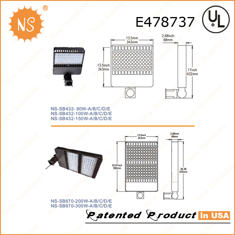 UL Dlc Listed IP65 Outdoor Parking Lot 80W LED Area Light