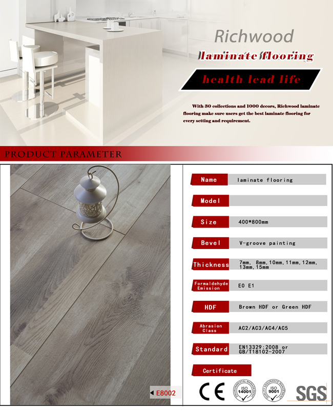 AC3 E1 European Oak Parquet HDF Wood Laminate Flooring