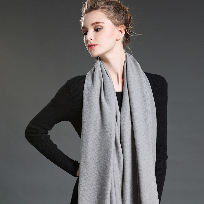 Women in Winter to Keep Warm Plain Grey Polyester Scarf Shawl