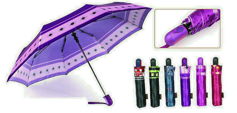 Print Satin 3 Fold Open&Close Umbrellas (YS-3FD22083970R)