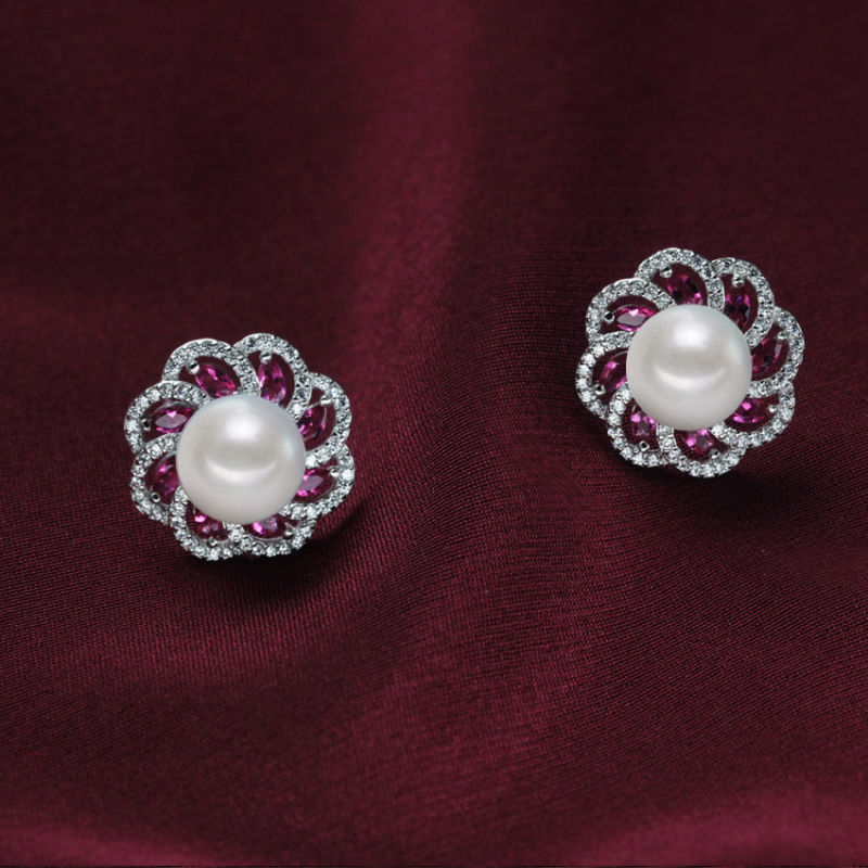 Freshwater Pearl Earring 9-10mm AAA Button 925 Sterling Silver Pearl Earrings