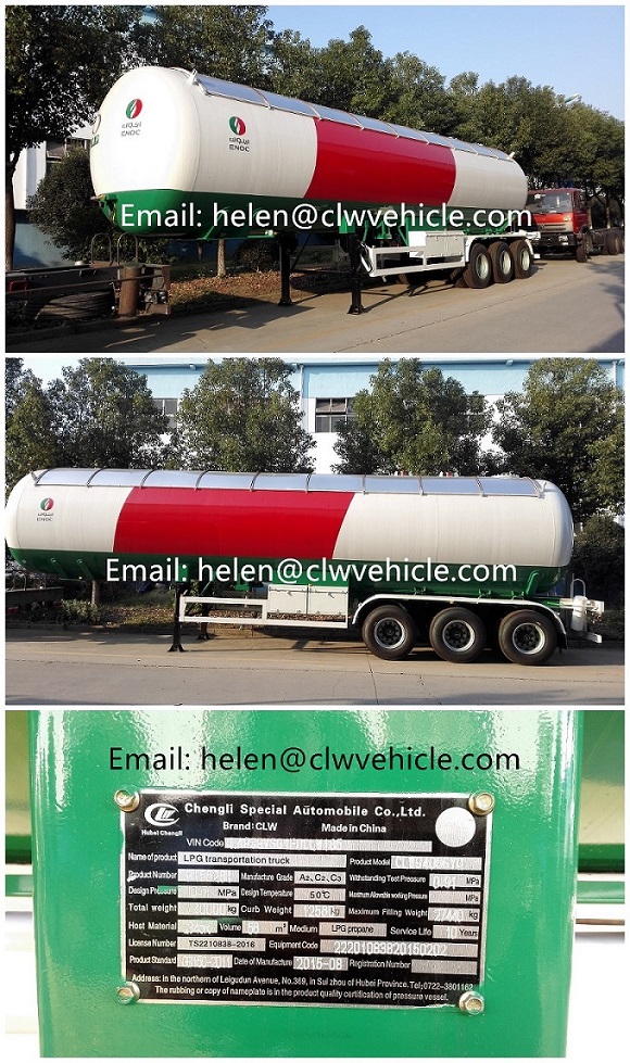 Asme 40000L-60000L 3 Axle LPG Transport Tank Trailer LPG Tanker Semi Trailer for Nigeria