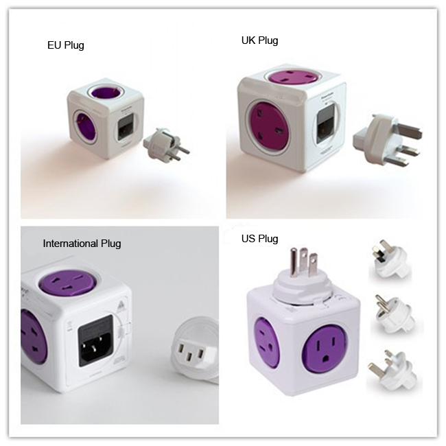 Convenient Cube 4 Outlets UK Plug Wall Socket with 2 USB Ports