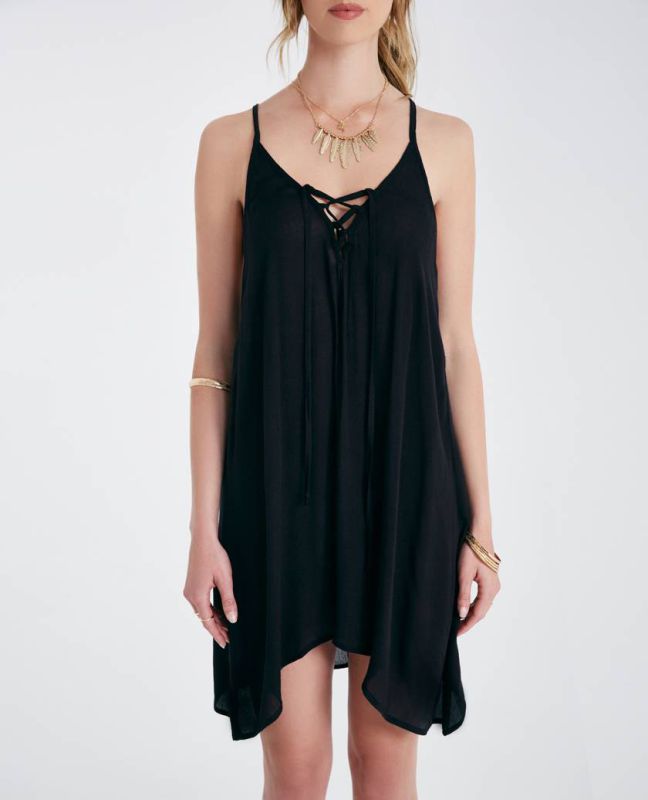 Soft Rayon Black Sexy Fashion Wholesale Slip Girl Dress