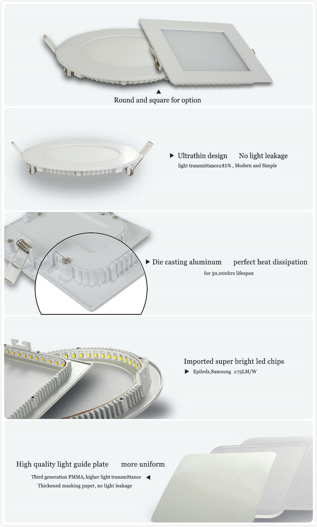 9W Aluminum Energy Saving LED Panel Light with CE